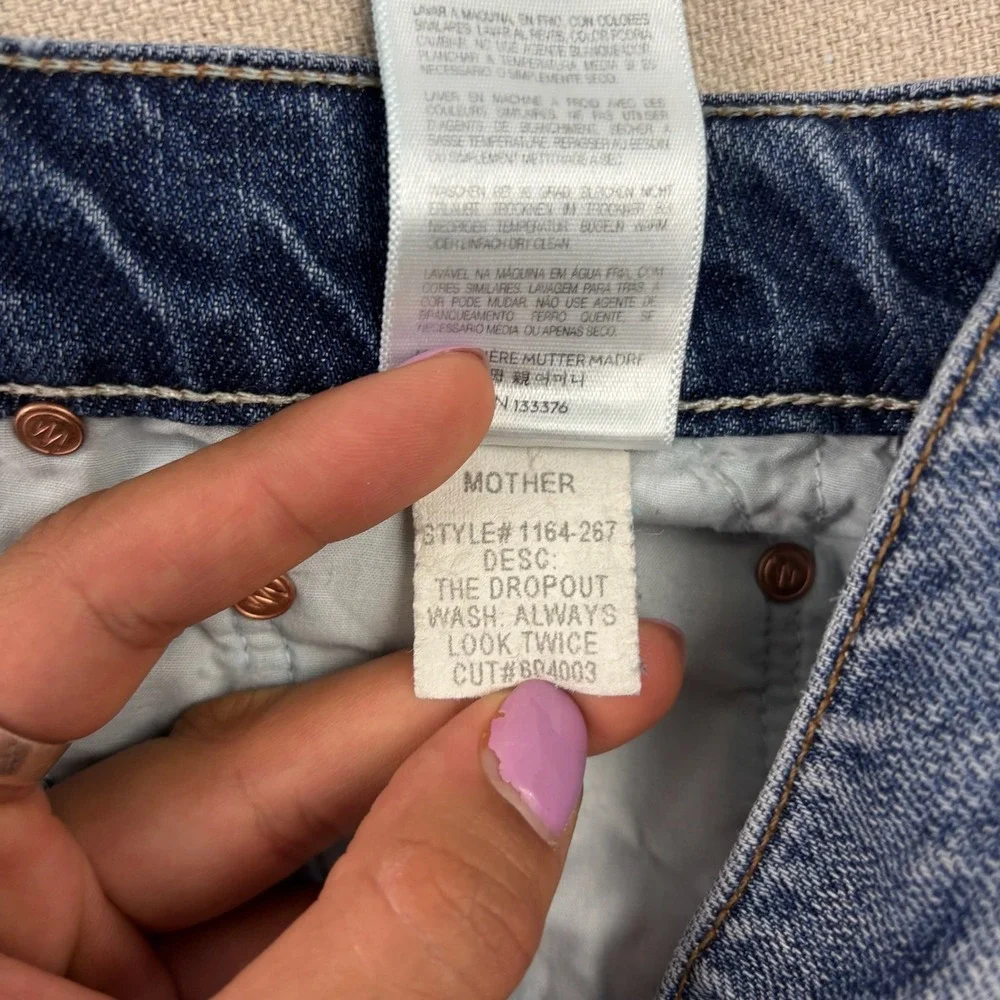 Mother The Dropout Slim Boyfriend Jeans Womens 26 Blue Medium Wash Denim - Picture 7 of 11